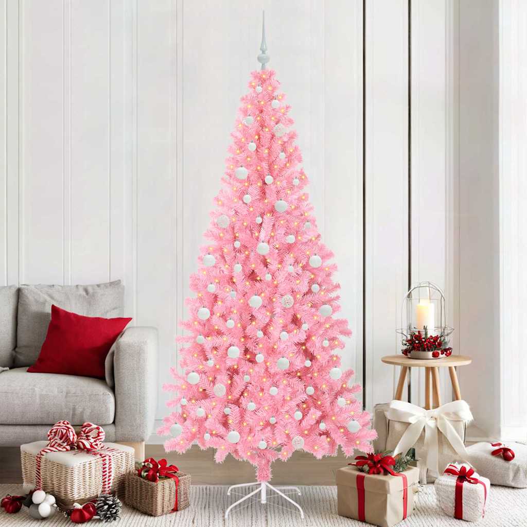 Sapin de Noël avec 300 LED avec support Rose 210 cm PVC
