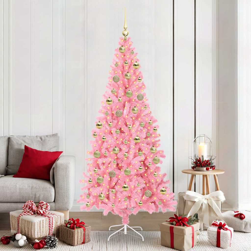 Sapin de Noël avec 300 LED avec support Rose 210 cm PVC