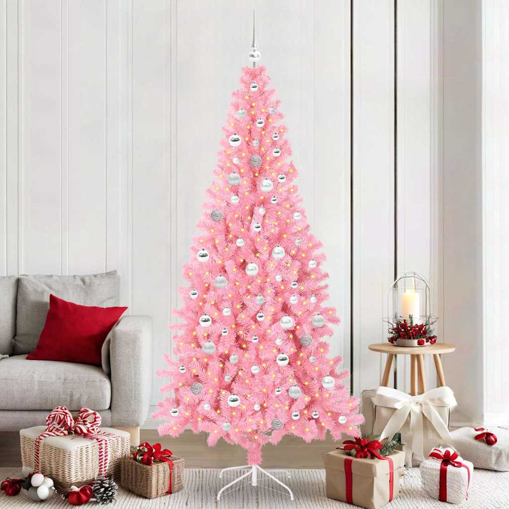 Sapin de Noël avec 300 LED avec support Rose 210 cm PVC