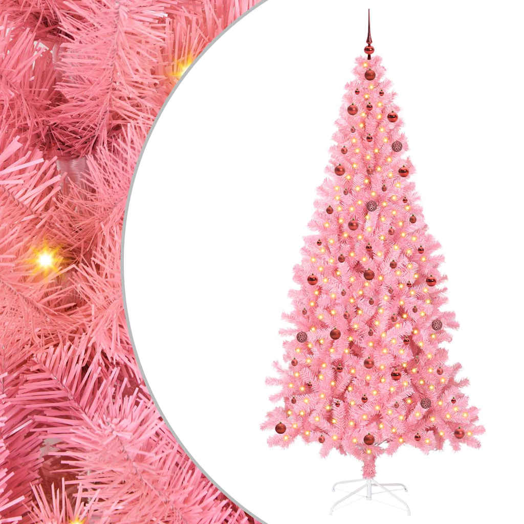 Thumbnail - vidaXL Weihnachtsbaum mit 300 LEDs mit Ständer Rosa 240 cm PVC