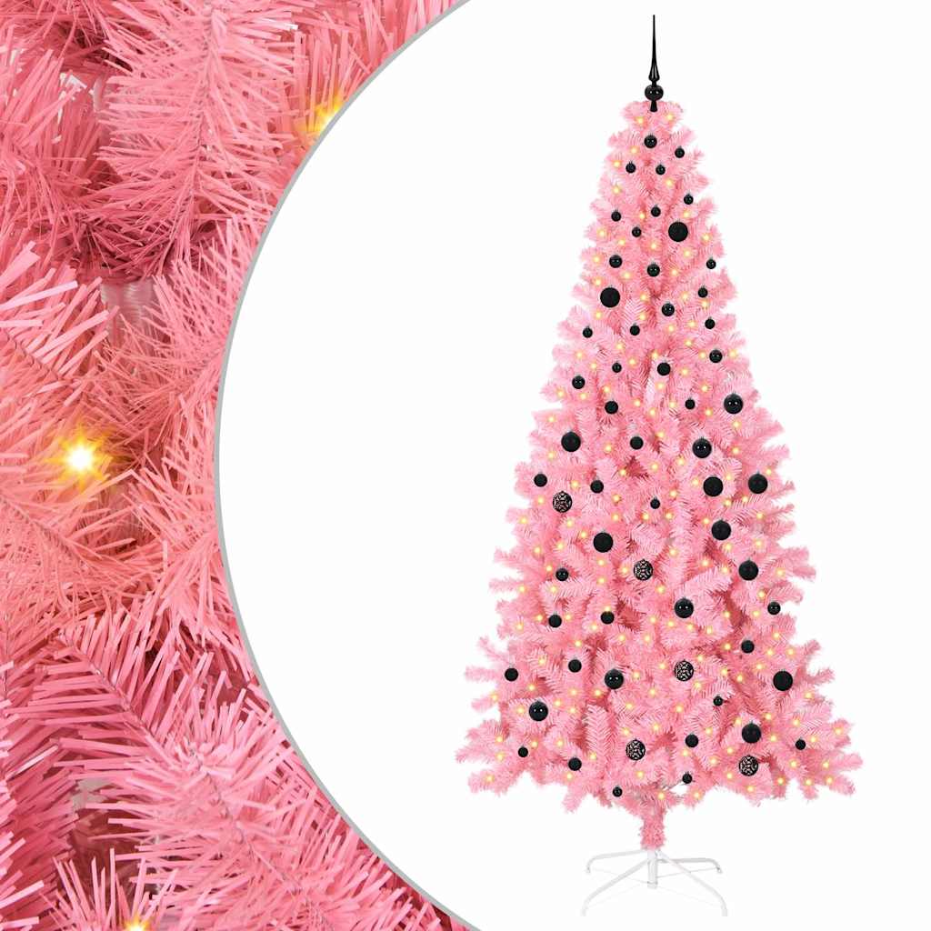Sapin de Noël avec 300 LED avec support Rose 240 cm PVC
