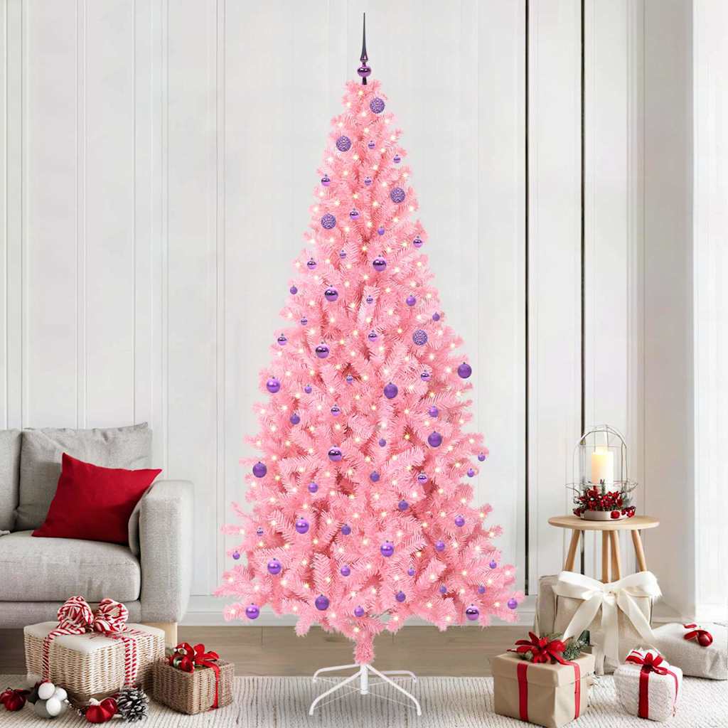 Sapin de Noël avec 300 LED avec support Rose 240 cm PVC