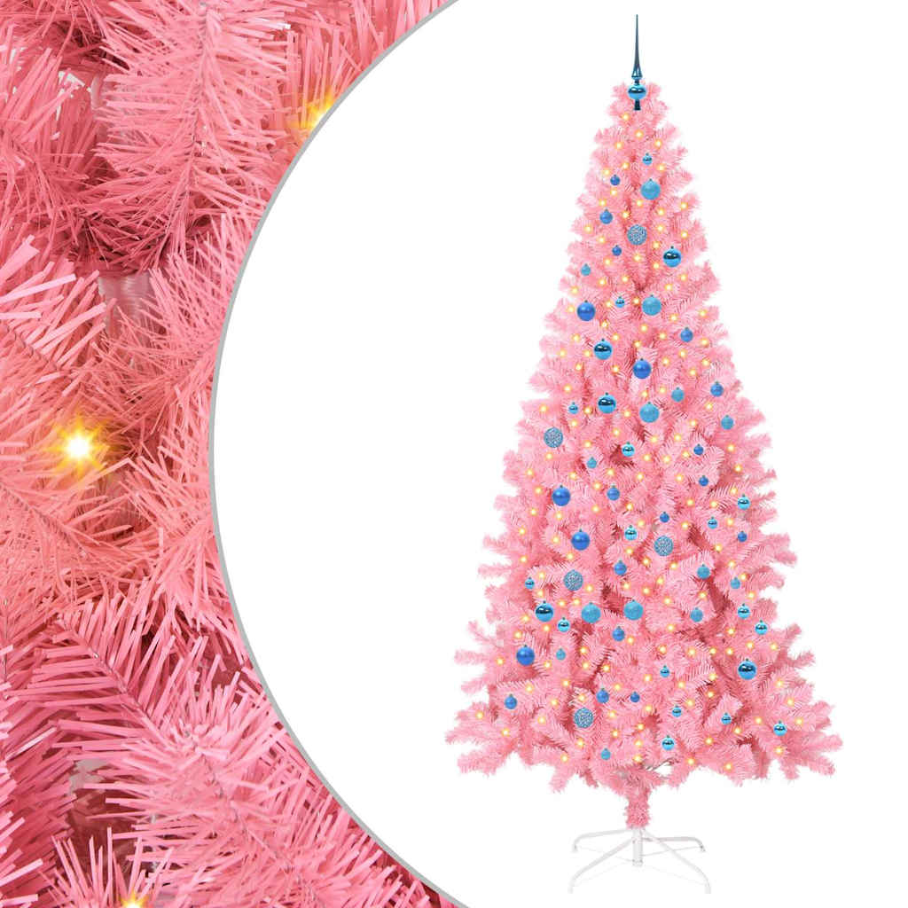 Sapin de Noël avec 300 LED avec support Rose 240 cm PVC