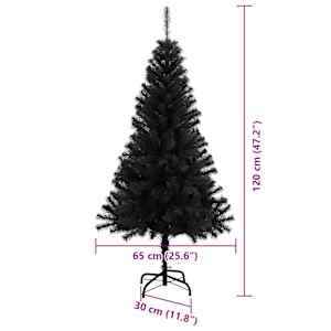 Vánoční stromeček s 150 LED diodami s stojanem Černá 120 cm PVC - obrázek 14