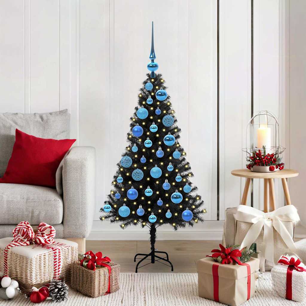 Sapin de Noël avec 150 LED avec support Noir 120 cm PVC