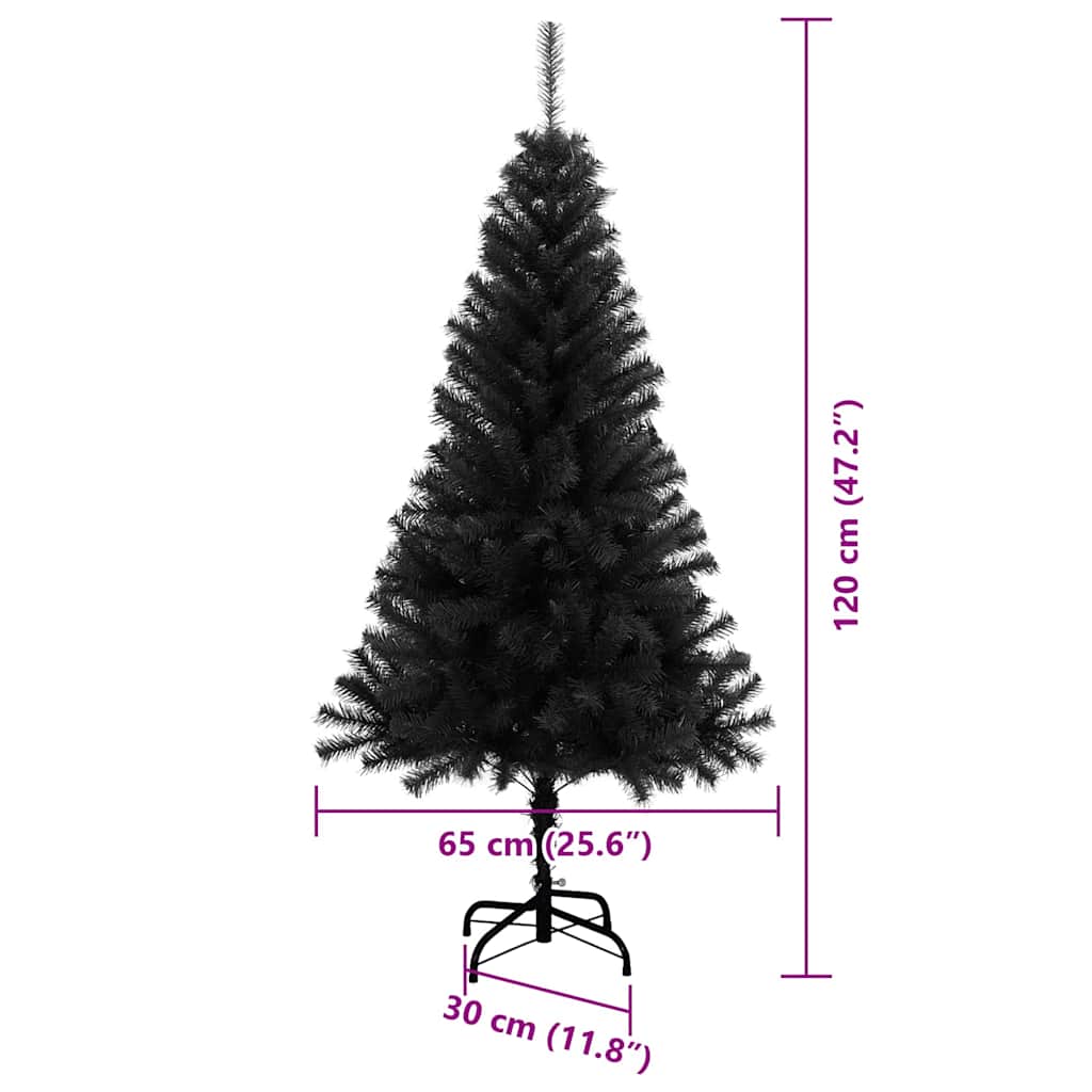 Vánoční stromeček s 150 LED diodami s stojanem Černá 120 cm PVC - obrázek 14