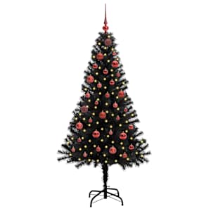 Vánoční stromeček s 150 LED diodami s stojanem Černá 150 cm PVC - obrázek 3