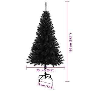Vánoční stromeček s 150 LED diodami s stojanem Černá 150 cm PVC - obrázek 14