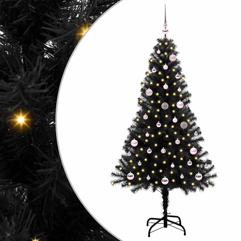 Sapin de Noël avec 150 LED avec support Noir 150 cm PVC