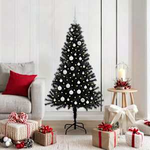 Božično drevo med 150 LED z stojalom Črna 150 cm PVC