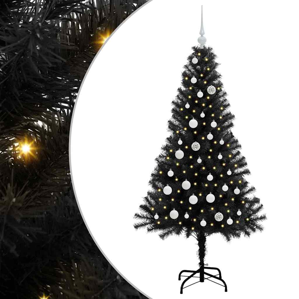 Thumbnail - vidaXL Weihnachtsbaum mit 150 LEDs mit Ständer Schwarz 150 cm PVC