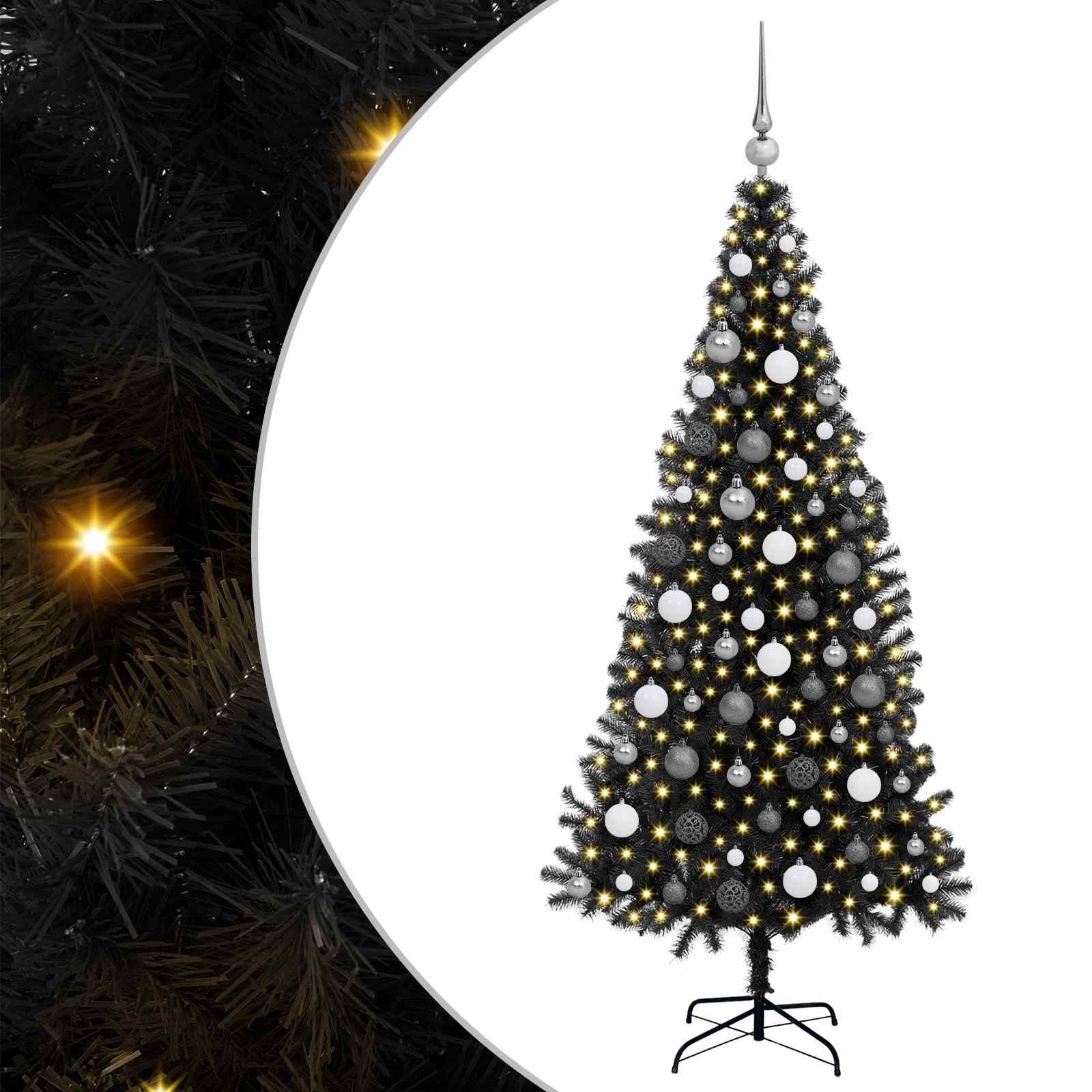 Thumbnail - vidaXL Weihnachtsbaum mit 300 LEDs mit Ständer Schwarz 180 cm PVC