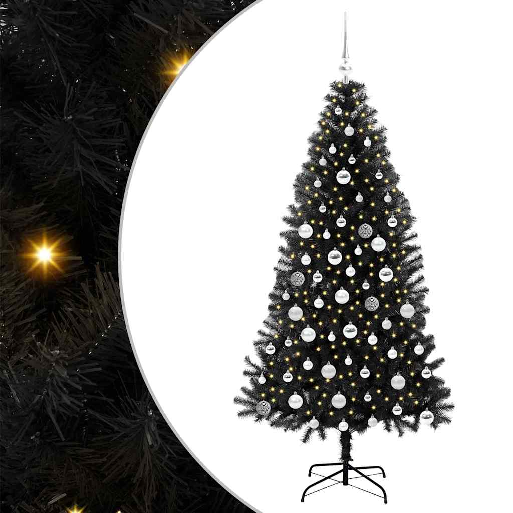 Thumbnail - vidaXL Weihnachtsbaum mit 300 LEDs mit Ständer Schwarz 180 cm PVC