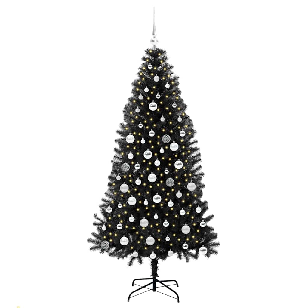 Thumbnail - vidaXL Weihnachtsbaum mit 300 LEDs mit Ständer Schwarz 180 cm PVC