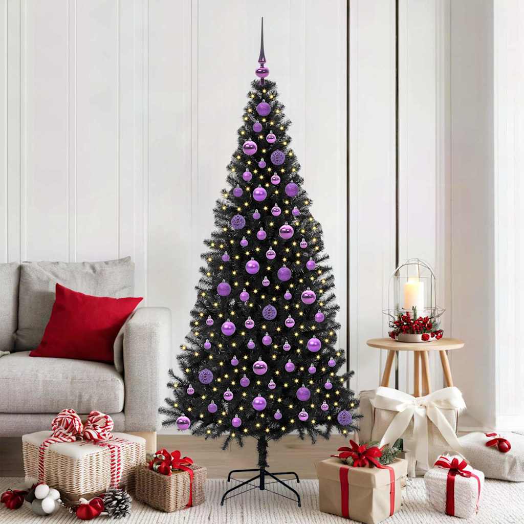 Sapin de Noël avec 300 LED avec support Noir 180 cm PVC