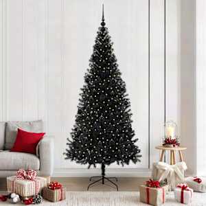 Božično drevo med 300 LED z stojalom Črna 210 cm PVC