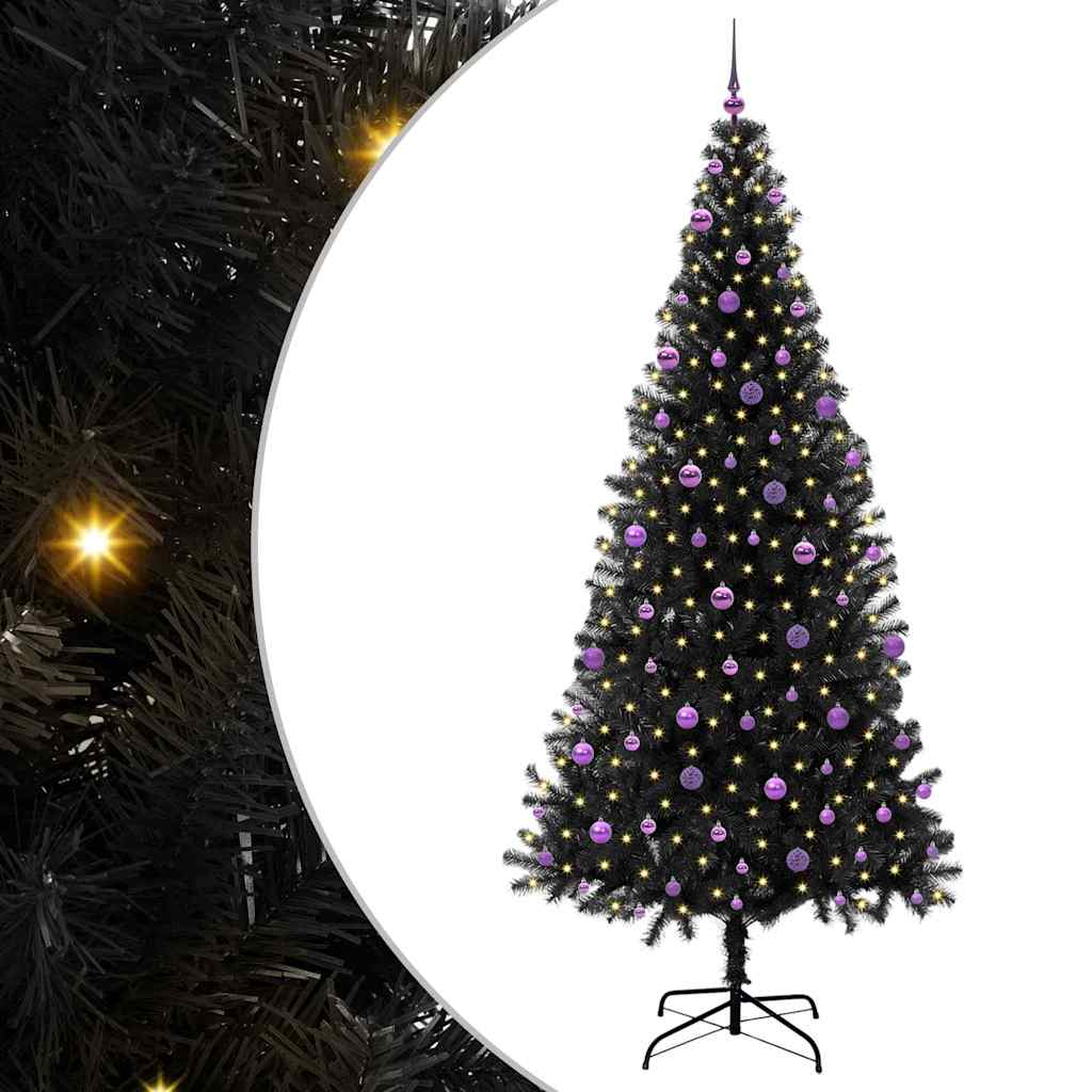 Thumbnail - vidaXL Weihnachtsbaum mit 300 LEDs mit Ständer Schwarz 240 cm PVC