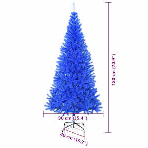 Vánoční stromeček s 300 LED diodami s stojanem Modrá 180 cm PVC - obrázek 14