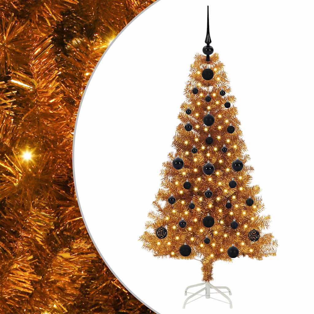 Thumbnail - vidaXL Weihnachtsbaum mit 150 LEDs mit Ständer Gold 120 cm PET