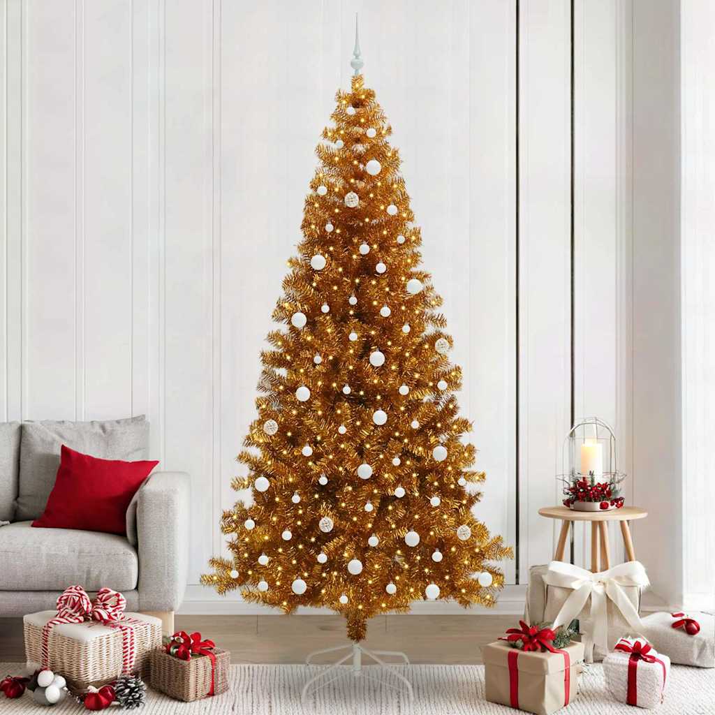 Sapin de Noël avec 300 LED avec support Doré 240 cm PET
