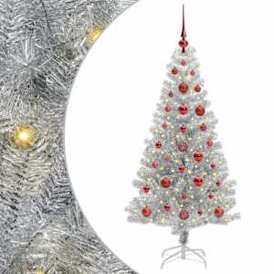 Vánoční stromeček s 150 LED diodami Stříbrná 120 cm PET - obrázek 2