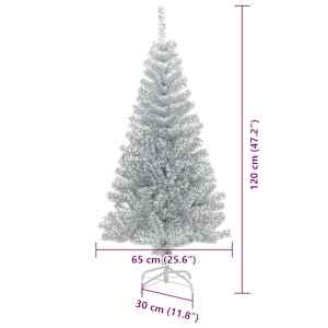 Vánoční stromeček s 150 LED diodami Stříbrná 120 cm PET - obrázek 14