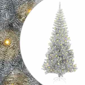 Vánoční stromeček s 300 LED diodami Stříbrná 180 cm PET - obrázek 1