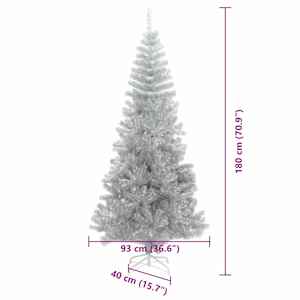 Vánoční stromeček s 300 LED diodami Stříbrná 180 cm PET - obrázek 8