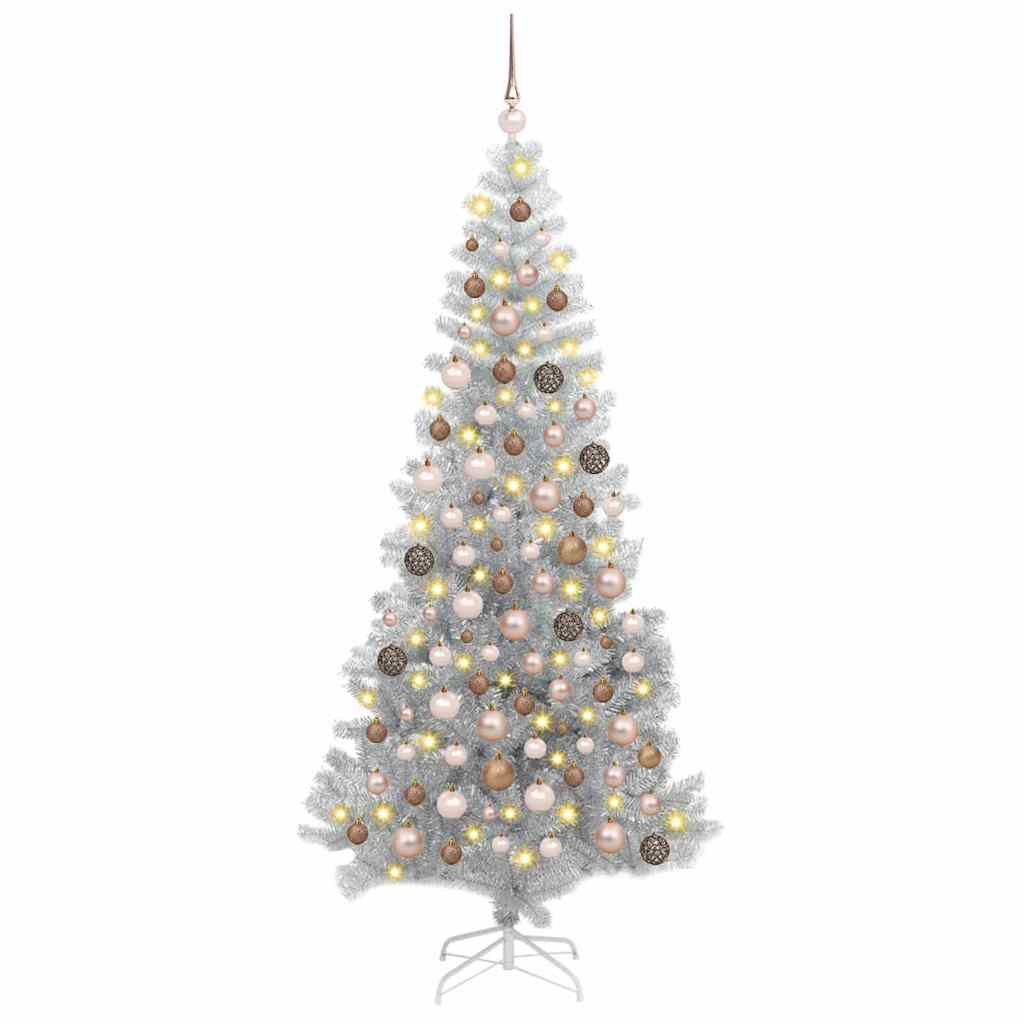 Arbres de Noël Artificiels avec 300 LED Argent 180 cm PET