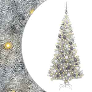 Vánoční stromeček s 300 LED diodami Stříbrná 180 cm PET - obrázek 2