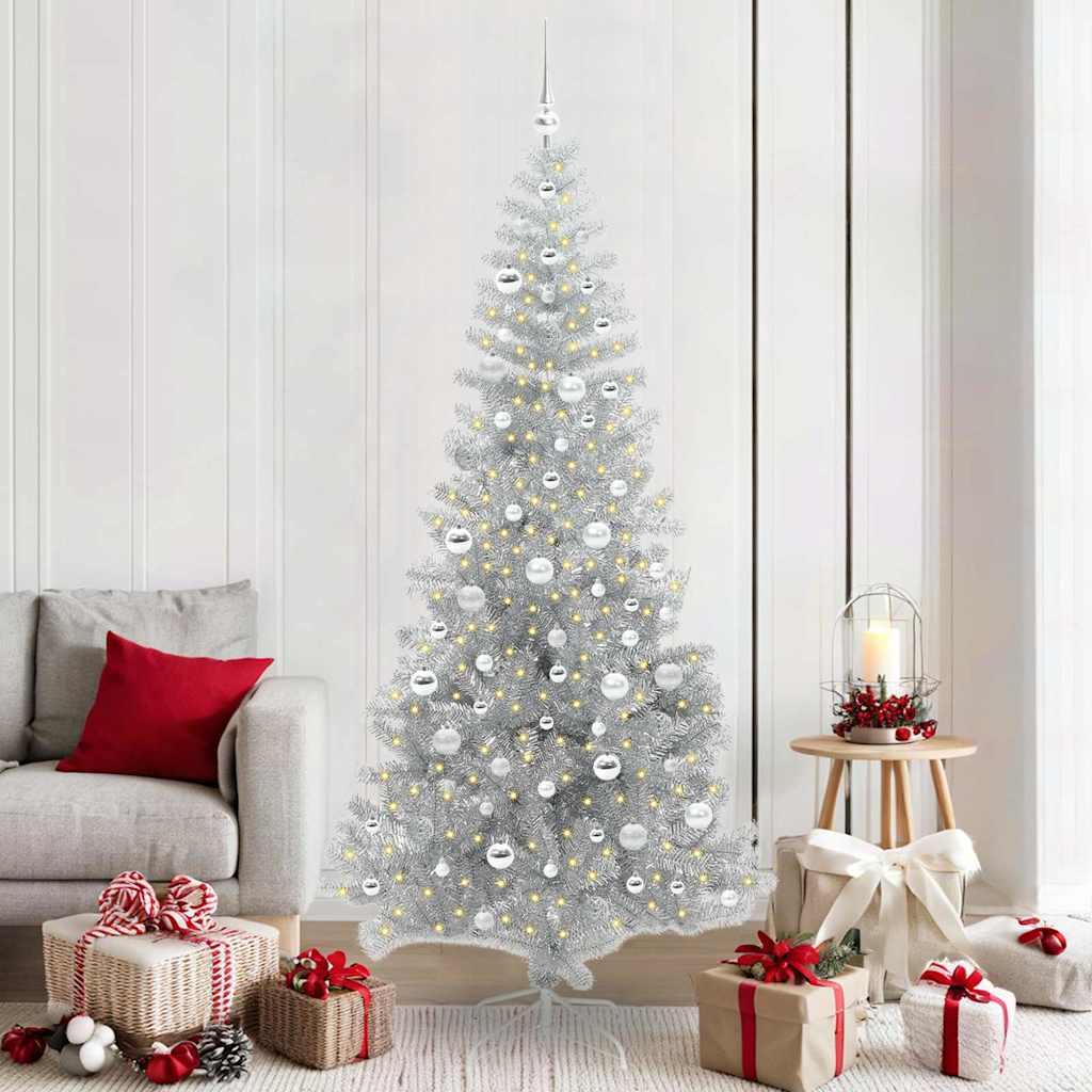 Sapin de Noël avec 300 LED avec support Argent 210 cm PET