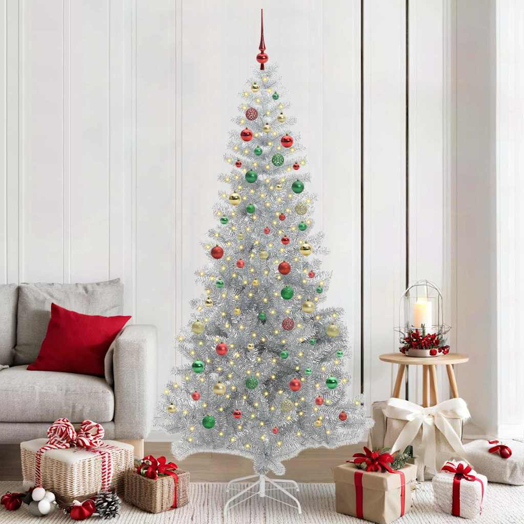 Sapin de Noël avec 300 LED avec support Argent 210 cm PET