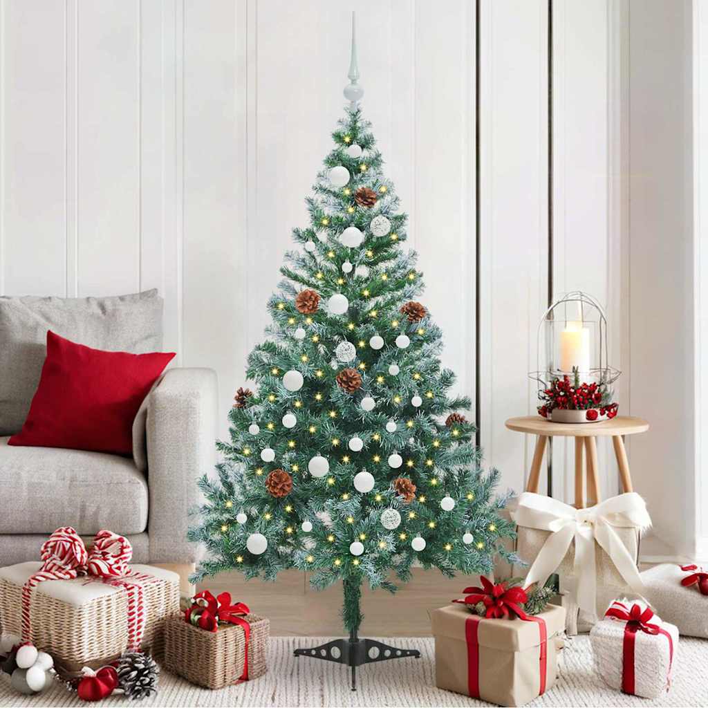 Sapin de Noël artificiel avec 150 LED Vert 150 cm PVC et Acier