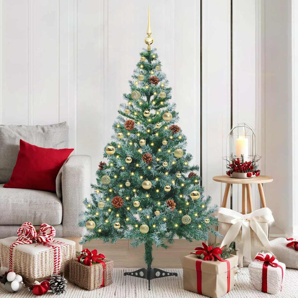 Sapin de Noël artificiel avec 150 LED Vert 150 cm PVC et Acier