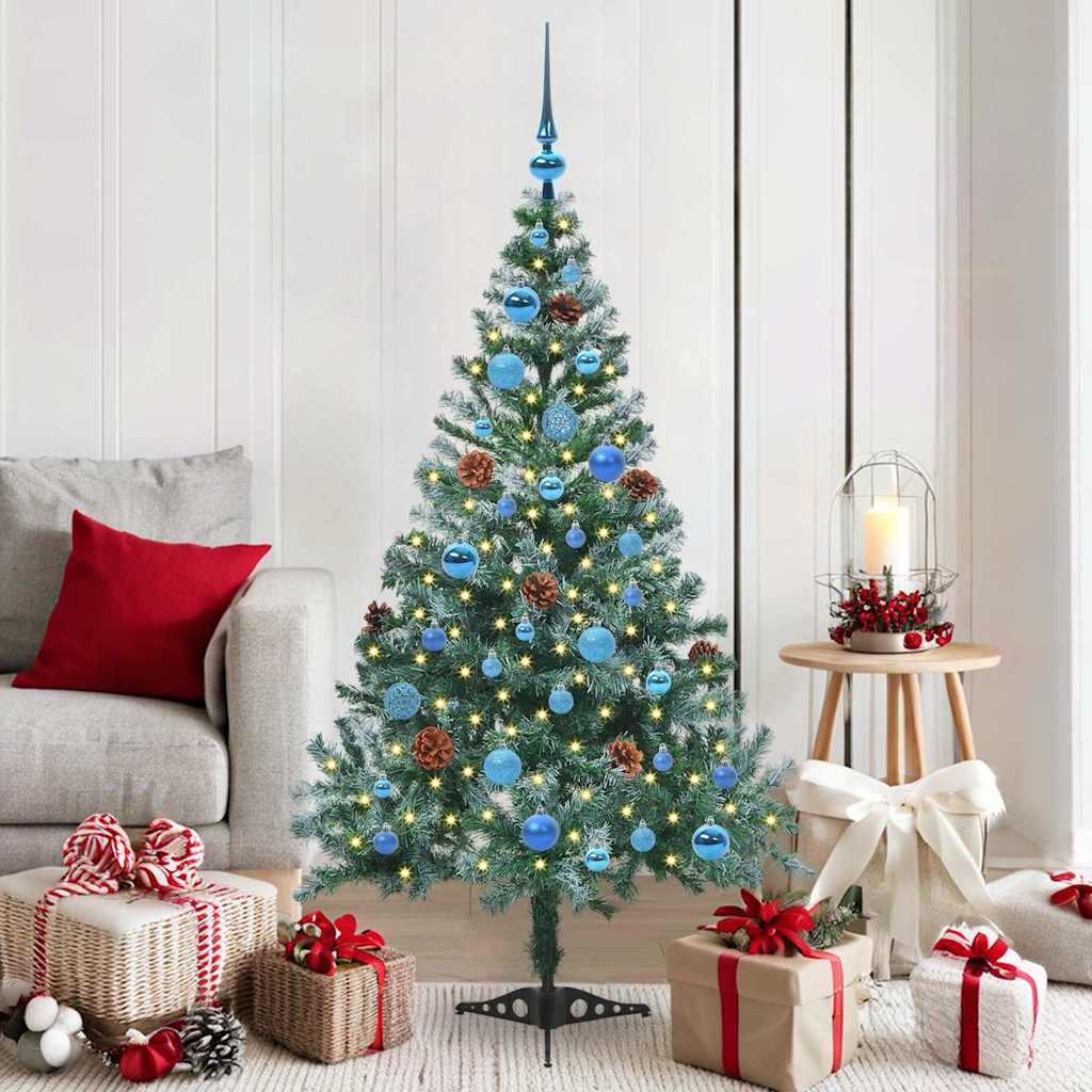 Sapin de Noël artificiel avec 150 LED Vert 150 cm PVC et Acier