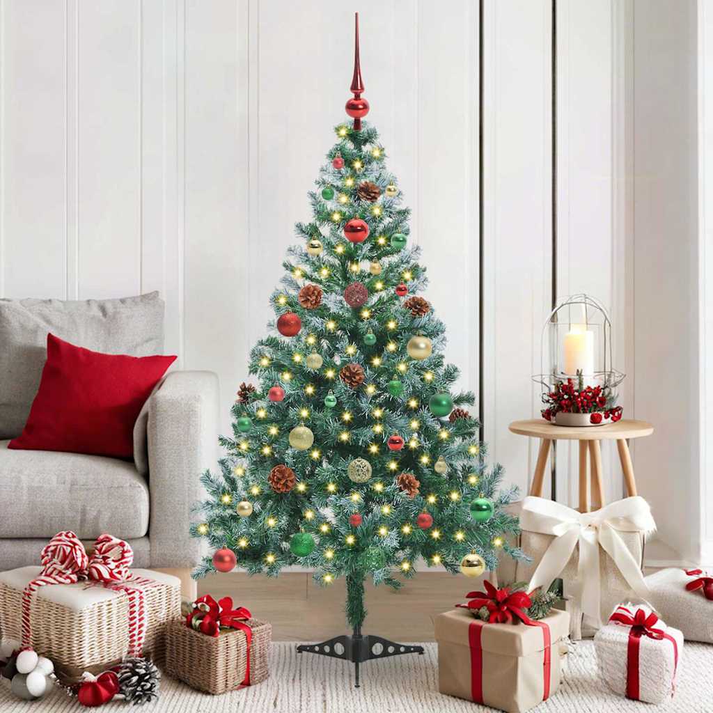 Sapin de Noël artificiel avec 150 LED Vert 150 cm PVC et Acier