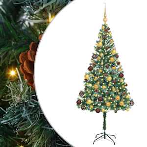 vidaXL Tehisj&otilde;ulupuu koos 300 LED-iga Roheline 180 cm PVC ja teras