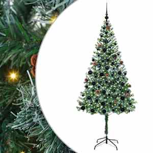 vidaXL Tehisj&otilde;ulupuu koos 300 LED-iga Roheline 180 cm PVC ja teras