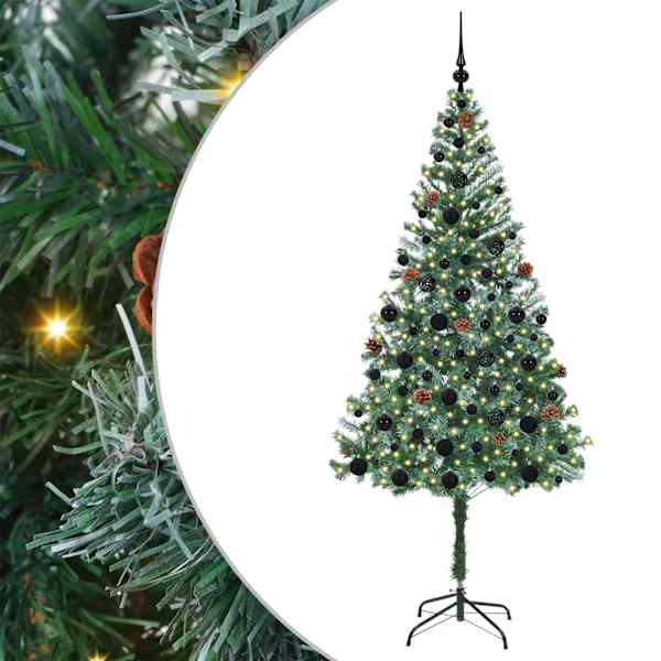 vidaXL Tehisj&otilde;ulupuu koos 300 LED-iga Roheline 180 cm PVC ja teras