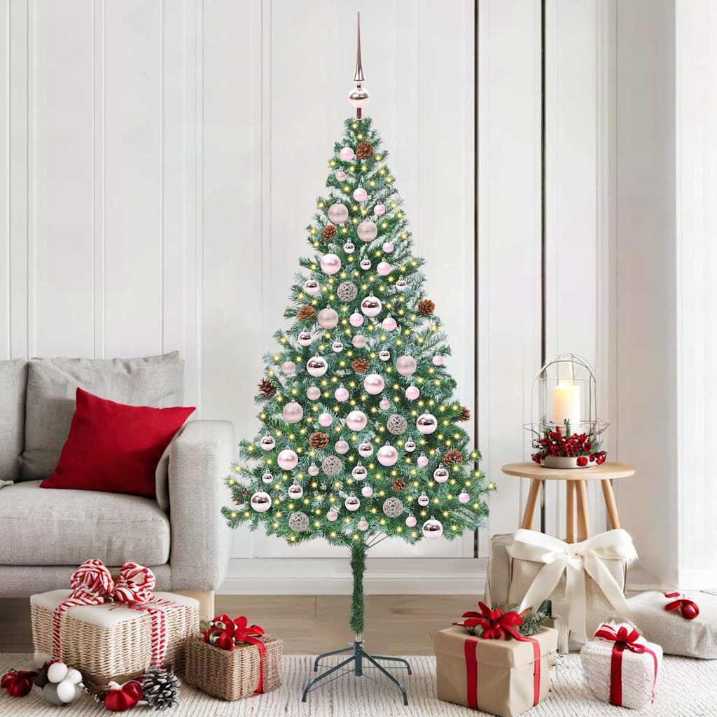 Sapin de Noël artificiel avec 300 LED Vert 180 cm PVC et Acier