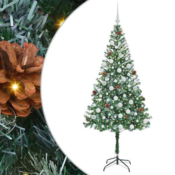 vidaXL Tehisj&otilde;ulupuu koos 300 LED-iga Roheline 180 cm PVC ja teras