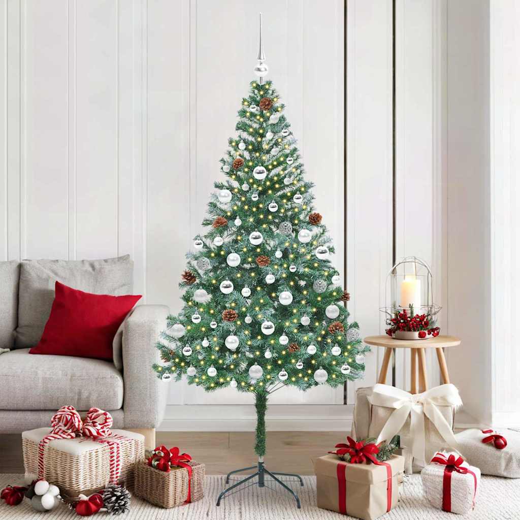 Sapin de Noël artificiel avec 300 LED Vert 180 cm PVC et Acier