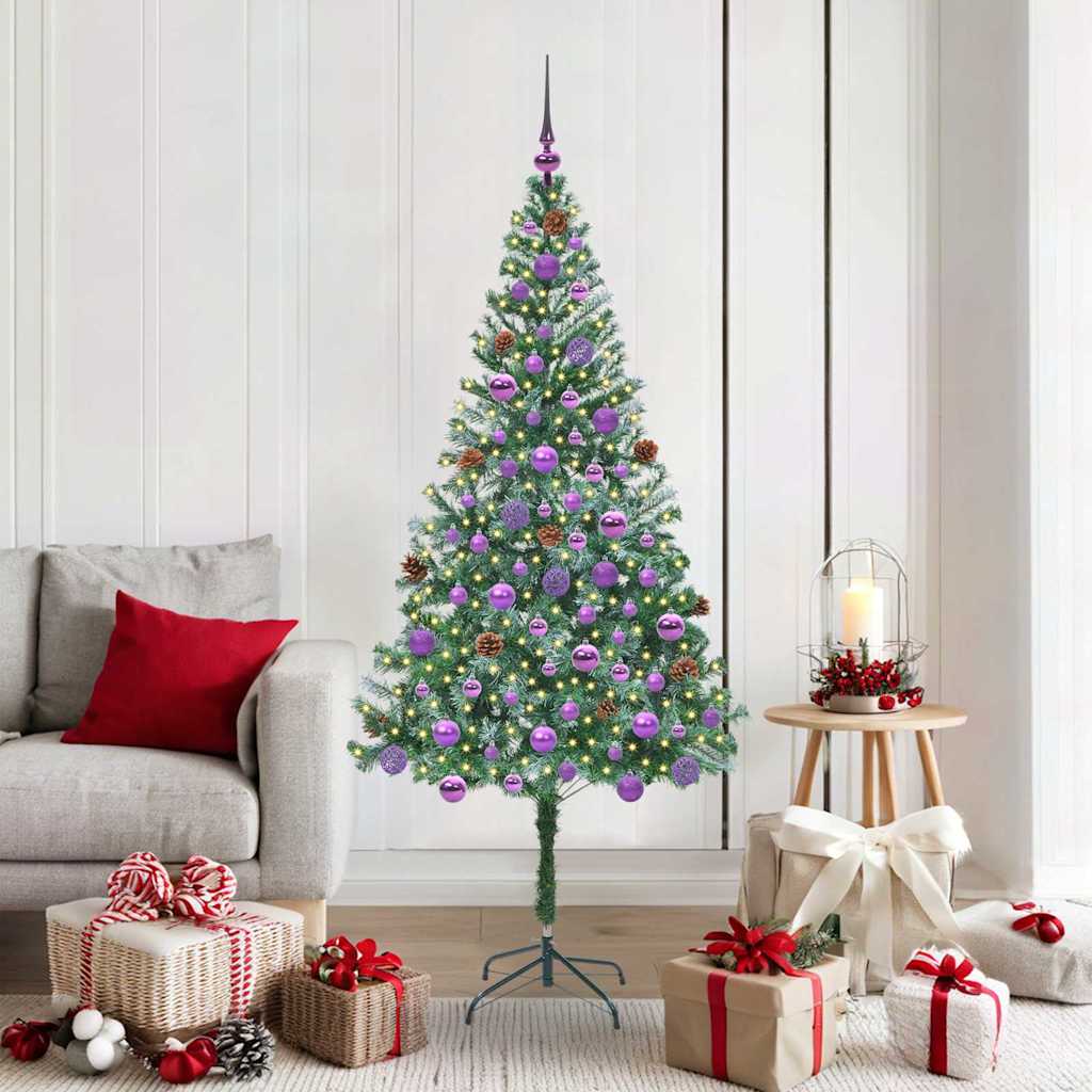 Sapin de Noël artificiel avec 300 LED Vert 180 cm PVC et Acier