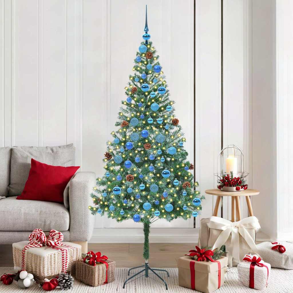 Sapin de Noël artificiel avec 300 LED Vert 180 cm PVC et Acier