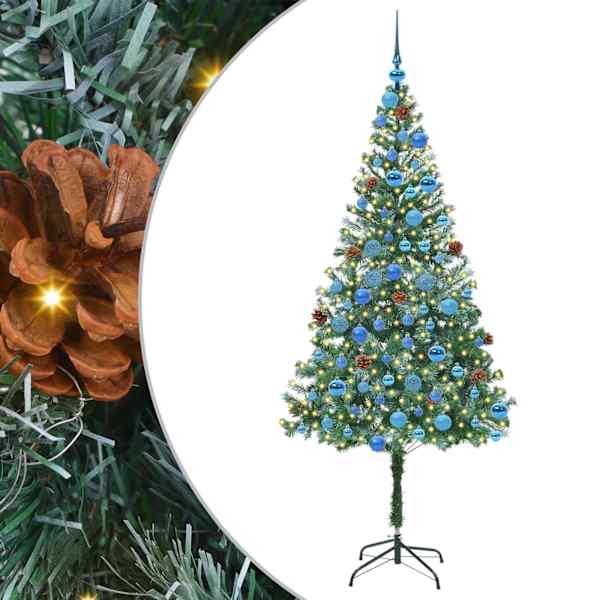 vidaXL Tehisj&otilde;ulupuu koos 300 LED-iga Roheline 180 cm PVC ja teras