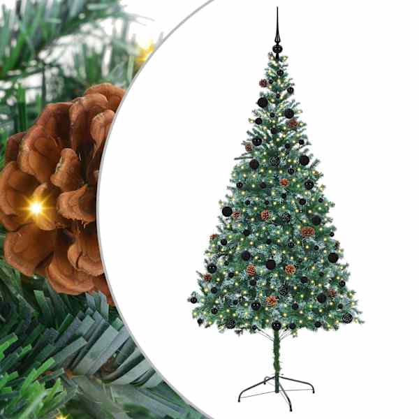 vidaXL Tehisj&otilde;ulupuu koos 300 LED-iga Roheline 210 cm PVC ja teras