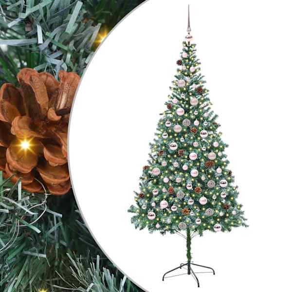 vidaXL Tehisj&otilde;ulupuu koos 300 LED-iga Roheline 210 cm PVC ja teras