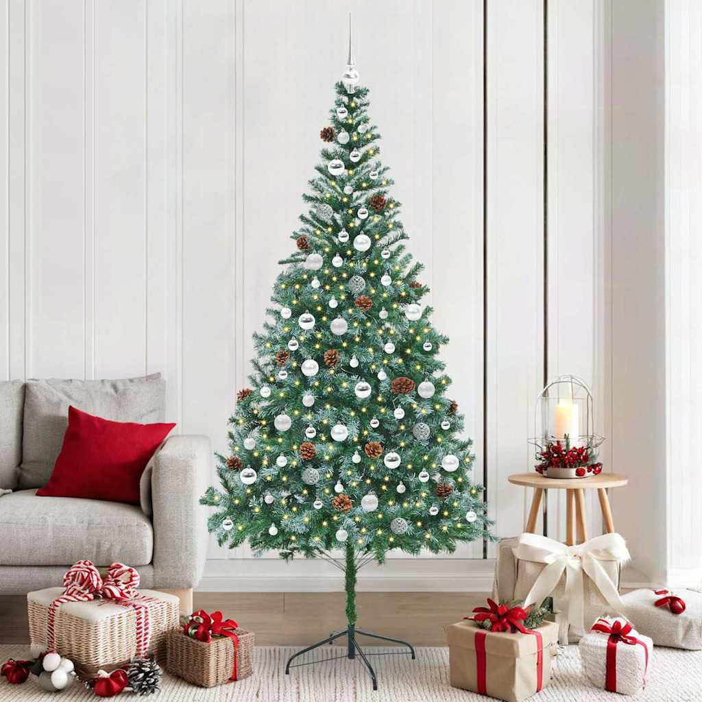 Sapin de Noël artificiel avec 300 LED Vert 210 cm PVC et Acier