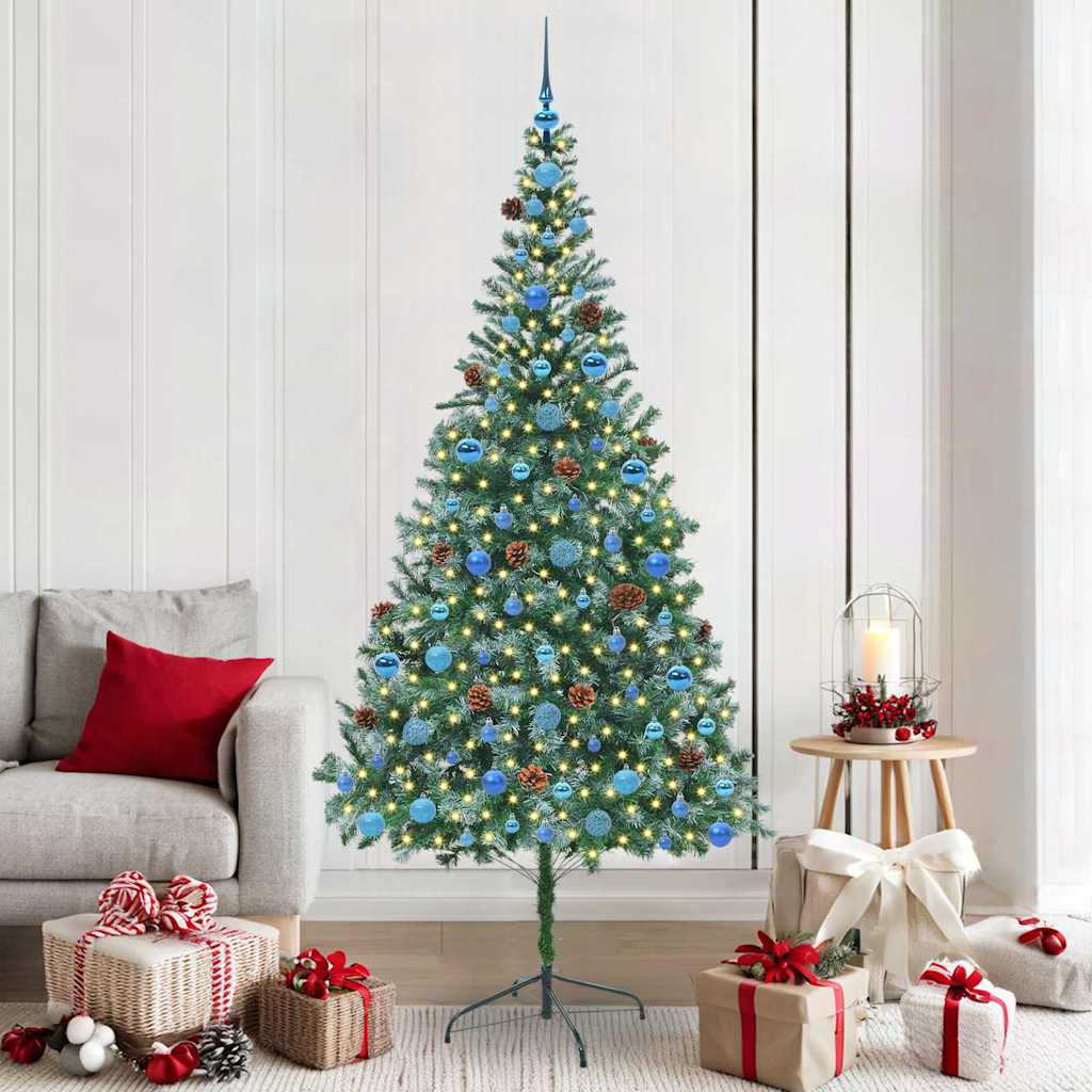 Sapin de Noël artificiel avec 300 LED Vert 210 cm PVC et Acier
