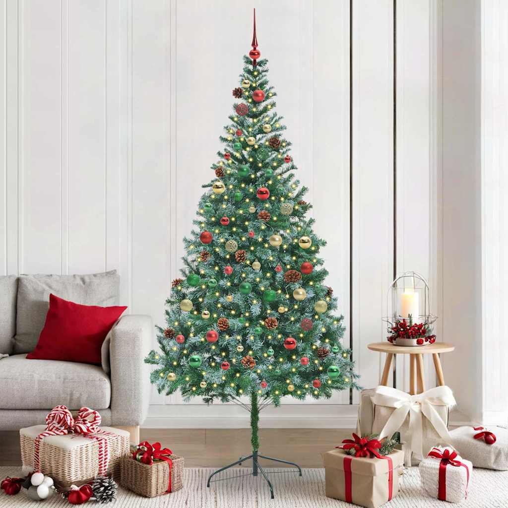 Sapin de Noël artificiel avec 300 LED Vert 210 cm PVC et Acier